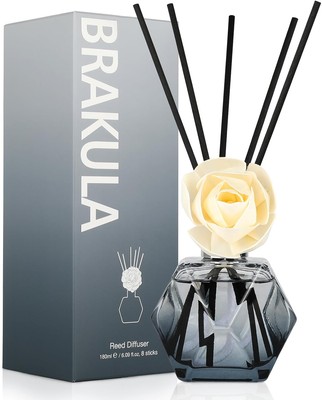 Brakula Reed Diffuser Set, 6.09 fl oz (180 ml)- Fresh Linen with 8 Black 
