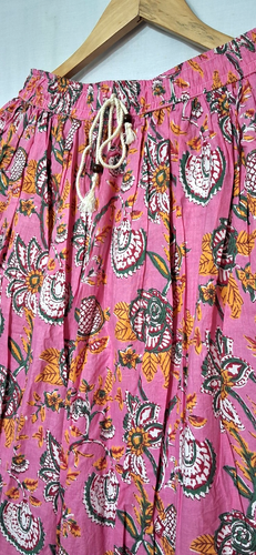 Pink Beauty Floral Handmade Skirt Cotton Indian Skirt Women's Clothing Skirts US - Picture 3 of 5