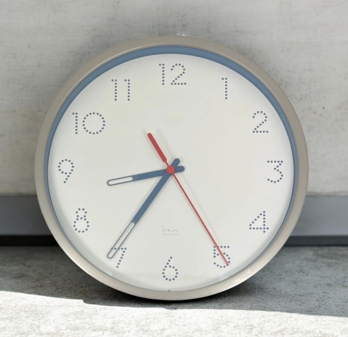 Vintage - Michael Graves 12” Wall Clock - Blue / White Perforated Numbers TESTED