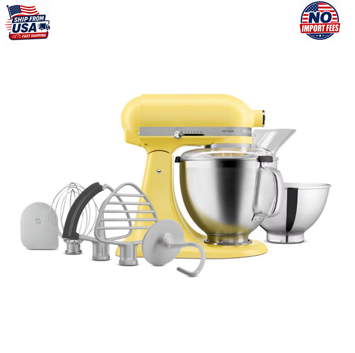 Kichen Aid 5qt Butter Stand Mixer with 6 accessories , KSM195PSBT, US