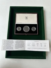 The Royal Mint 1984 Three-Coin Set Sovereign Box only - COA & Capsules Included.