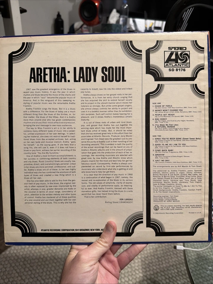 Aretha Franklin – Lady Soul - 1968 Vinyl LP Record Album SD 8176 - Image 2 of 4