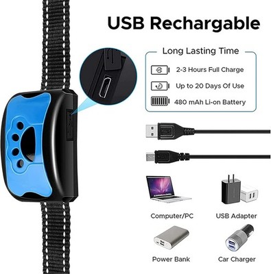 3-in-1 Anti-Bark Dog Collar Training Collar Dog Trainer Vibration Neck Ring