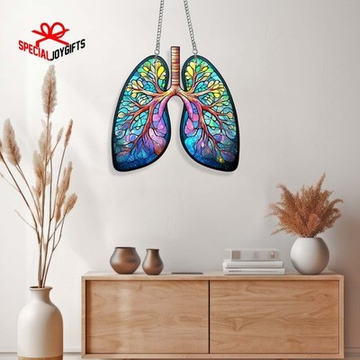 Lung Acrylic Window Hanging Suncatcher, Medical Ornament, Respiratory Therapist