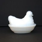 VTG Milk Glass Hen on Nest Candy Dish, Hazel Atlas 4.25”L  3.25”W 3.5”H