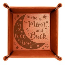 3 Year Wedding Anniversary Engraved Leather Catchall Valet Tray Rawhide Gift