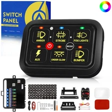 6 Gang Switch Panel Toggle Momentary Pulsed RGB Relay System For Truck Boat Car