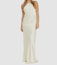 Morgan & Co. Juniors' Women's Ivory Self-Tie Halter Open-Back Dress Size L
