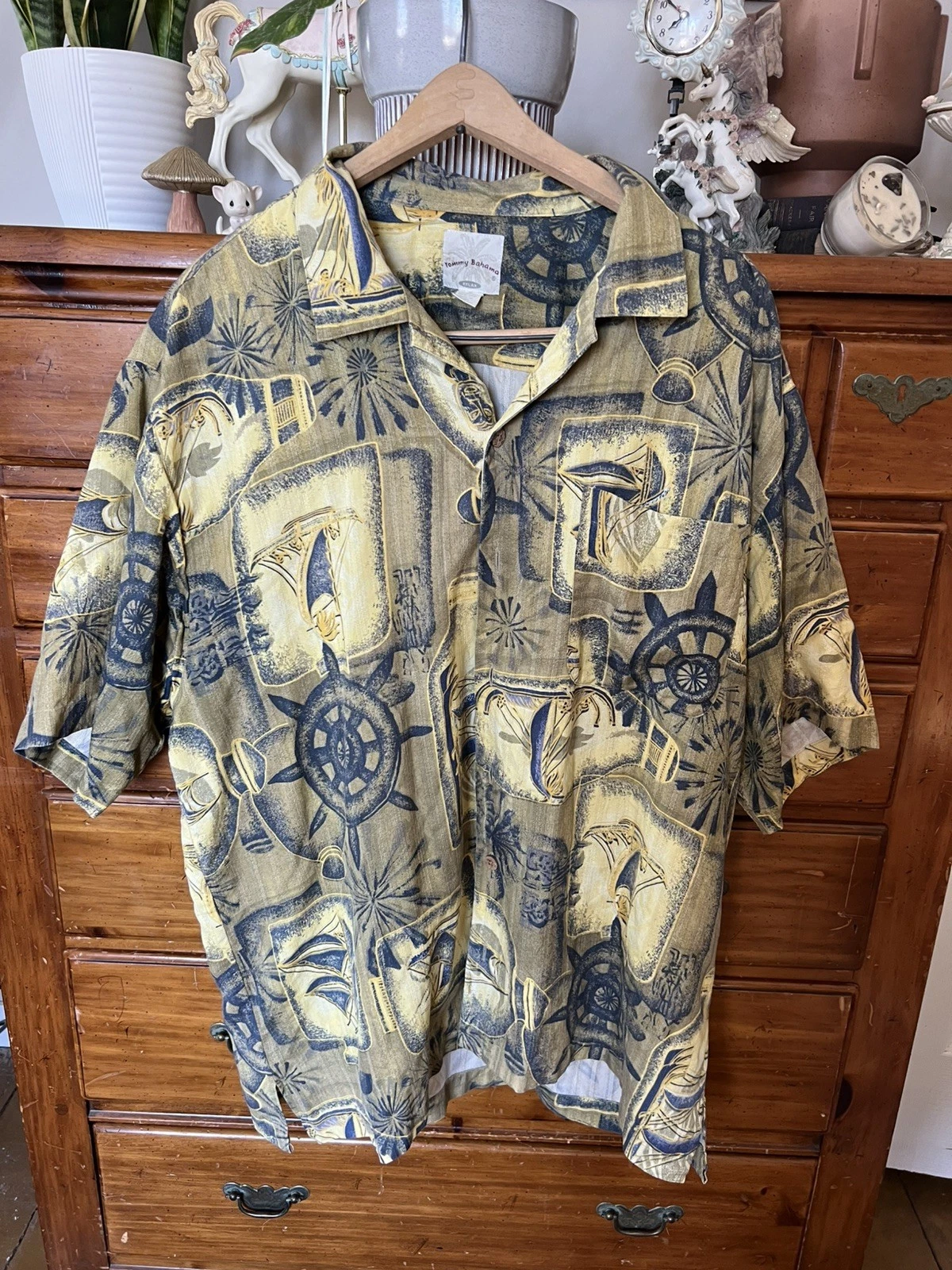 Tommy Bahama Silk Nautical Relax Shirt Mens Size Large Tiki Maritime Beach