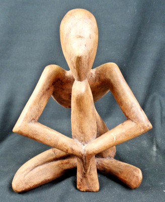 Modern Human Wood Carved Wooden Yoga Sculpture Figure Statue