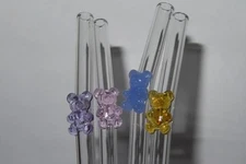 Adorable Gummy Bear Glass Straw | Eco-Friendly & Reusable Drink Straw | Set of 4