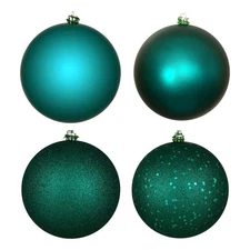 Vickerman 4-Finish Ball Ornament Assortment in Dark Teal Blue (Set of 4)