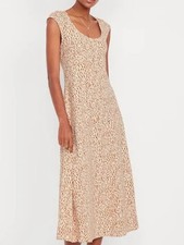 OLD NAVY Fit & Flare Midi Dress in Cheetah Neutral Beige Brown White sz M NWT