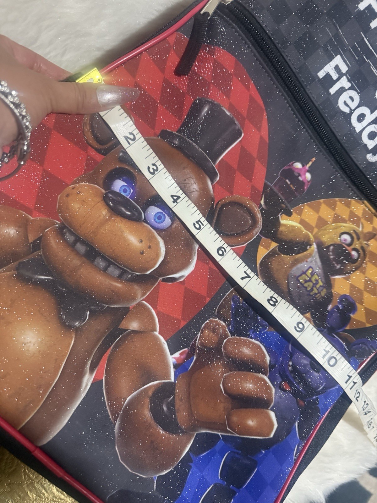 Five Nights at Freddy's Unisex Red/Black Glimmering school Backpack image 5