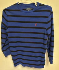 Ralph Lauren Pullover Sweater Blue And Black Striped ICotton Boys Size XL