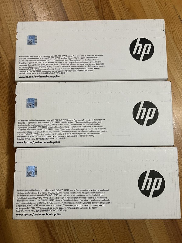 3 LOT NEW HP LaserJet CE261AC, CE262AC, CE263AC Cyan, Magenta, and Yellow Toner