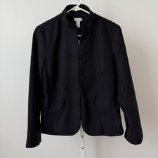 Chicos sz 1 Smooth Plush Serah Jacket Black Hook Eye Closure Mock Neck NWT