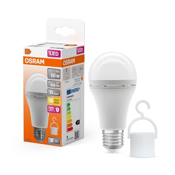 Osram LED Lampe E27 A60 8W 806Lm 2700K Matt Mit Akku Notlicht 220-240V-image