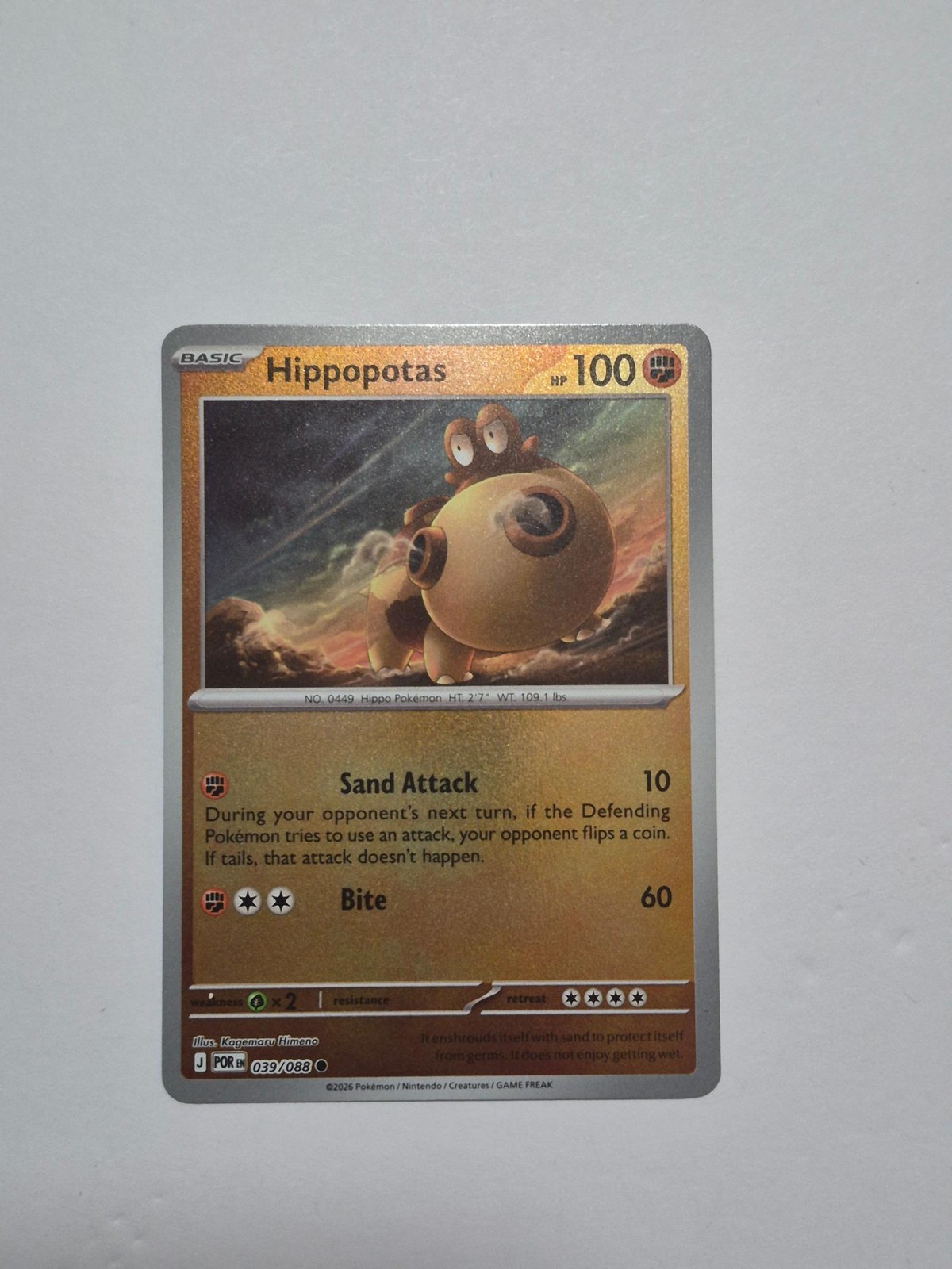 Hippopotas 039/088 Common Perfect Order Pokemon Reverse Holo Near Mint