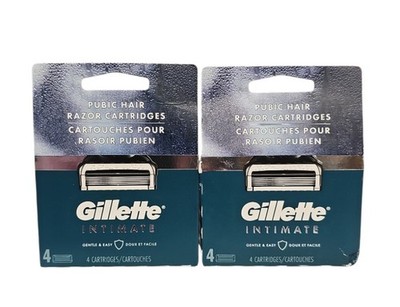 2 Pack Gillette Intimate Pubic Hair Razor Cartridges, 4 Each (8 Total Refills) 