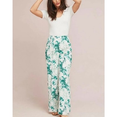 Ett:twa Anthropologie Christina Floral Wide Leg Pants NWT 