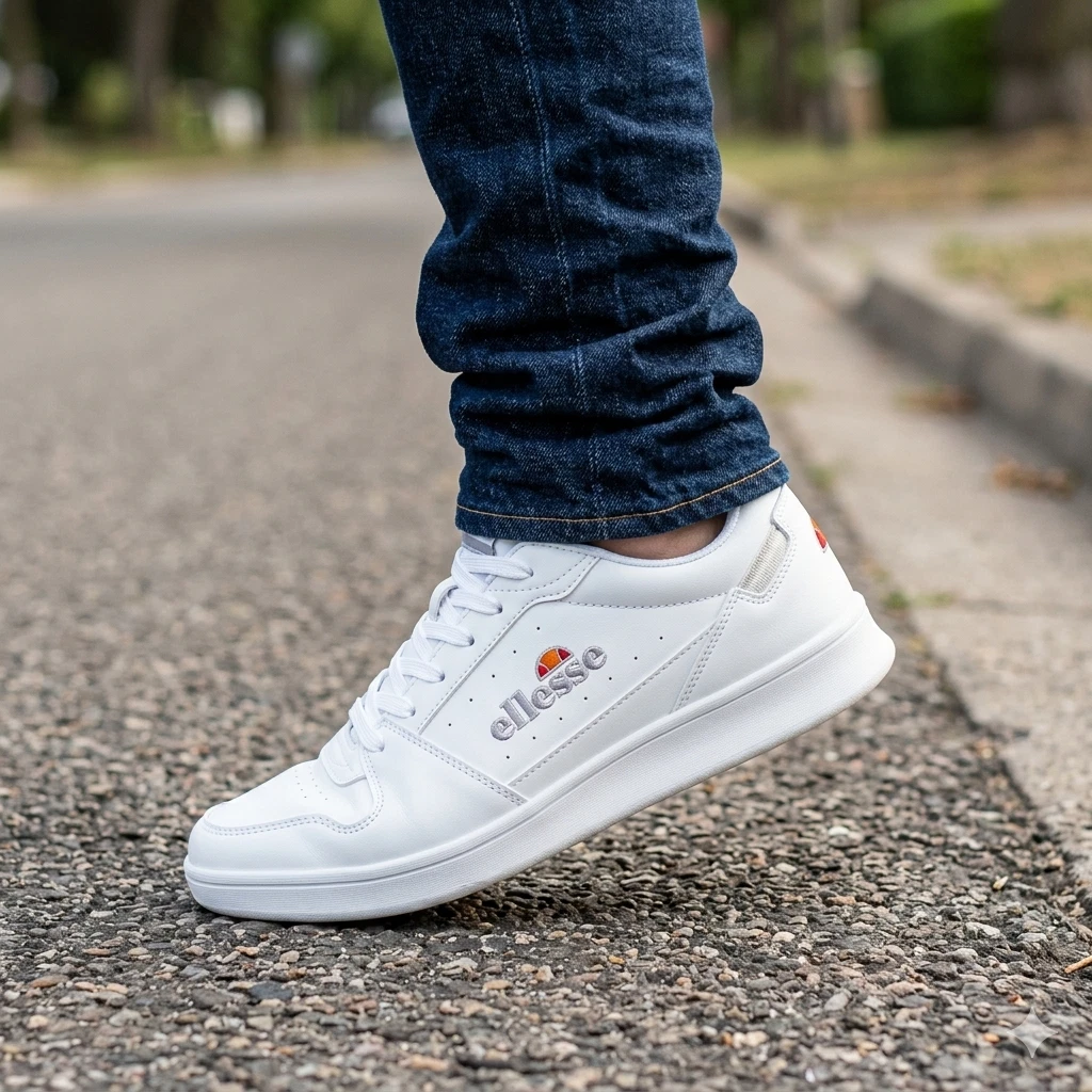 Mens Ellesse Classic 80s Cupsole Trainers All Sizes White Retro Vintage ELNCSW