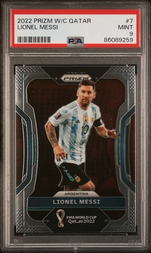 2022 PANINI PRIZM WORLD CUP QATAR #7 LIONEL MESSI PSA 9 ARGENTINA CHAMPIONS 🐐