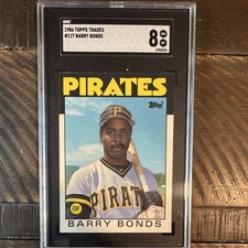 Topps 1986 Topps Traded #11T Barry Bonds Pittsburgh Pirates Rookie SGC 8
