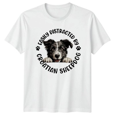 Easily Distracted By Croatia Sheepdog Herren T-Shirt Damen Tee Grafik Oberteil