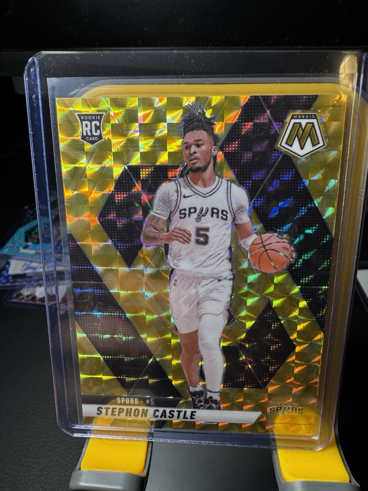 2024-25 Mosaic STEPHON CASTLE Rookie RC #236 YELLOW REACTIVE Prizm Spurs