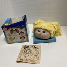 VTG 1984 THE ORIGINAL DOLL BABY HEAD BLONDE HAIR PIGTAILS BLUE EYES 3"H X 3.5"W