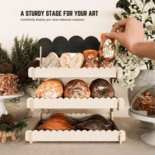 Wooden Display Stand Organizer 3-tier Easy Assembly Spacious Multi Purpose Cake