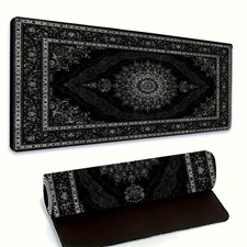 40 90cm Black Persian Rug Pattern Mouse Pad Office Desk Mat - Non-Slip Rubber