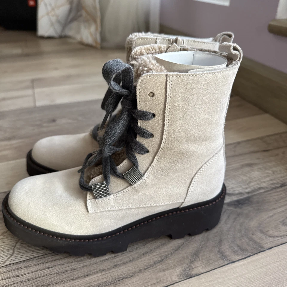 Botas de camurça Brunello Cucinelli tamanho 34 feitas na Itália, novas sem caixa e etiquetas - Imagem 4 de 4