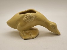 Vintage US Pottery Small Yellow Glaze Duck Planter