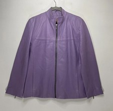 Sardar Genuine Leather Jacket Womens Vintage UK 12 Purple Lilac Lined Biker Zips