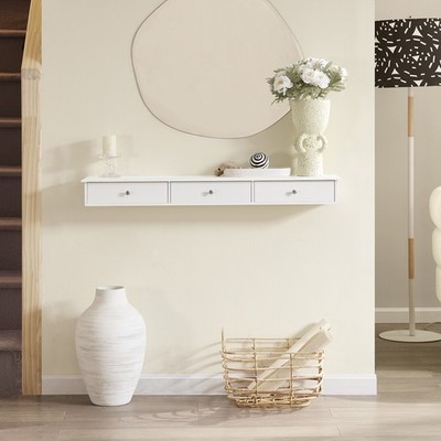 SoBuy Wandschrank mit 3 Schubladen,Hängeschrank,Wandregal,weiß,FRG43-L-W