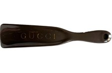 Vintage Brown Gucci Shoe Horn Gold Gucci Print 7"