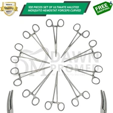 100 Pcs Mosquito Hemostat Locking Forceps 5" Curved Surgical Dental Instruments