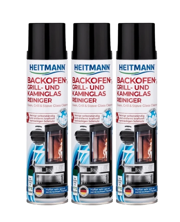 3 x Limpiador de vidrio para horno, barbacoa y chimenea HEITMANN 3 en 1 400 ml cada uno