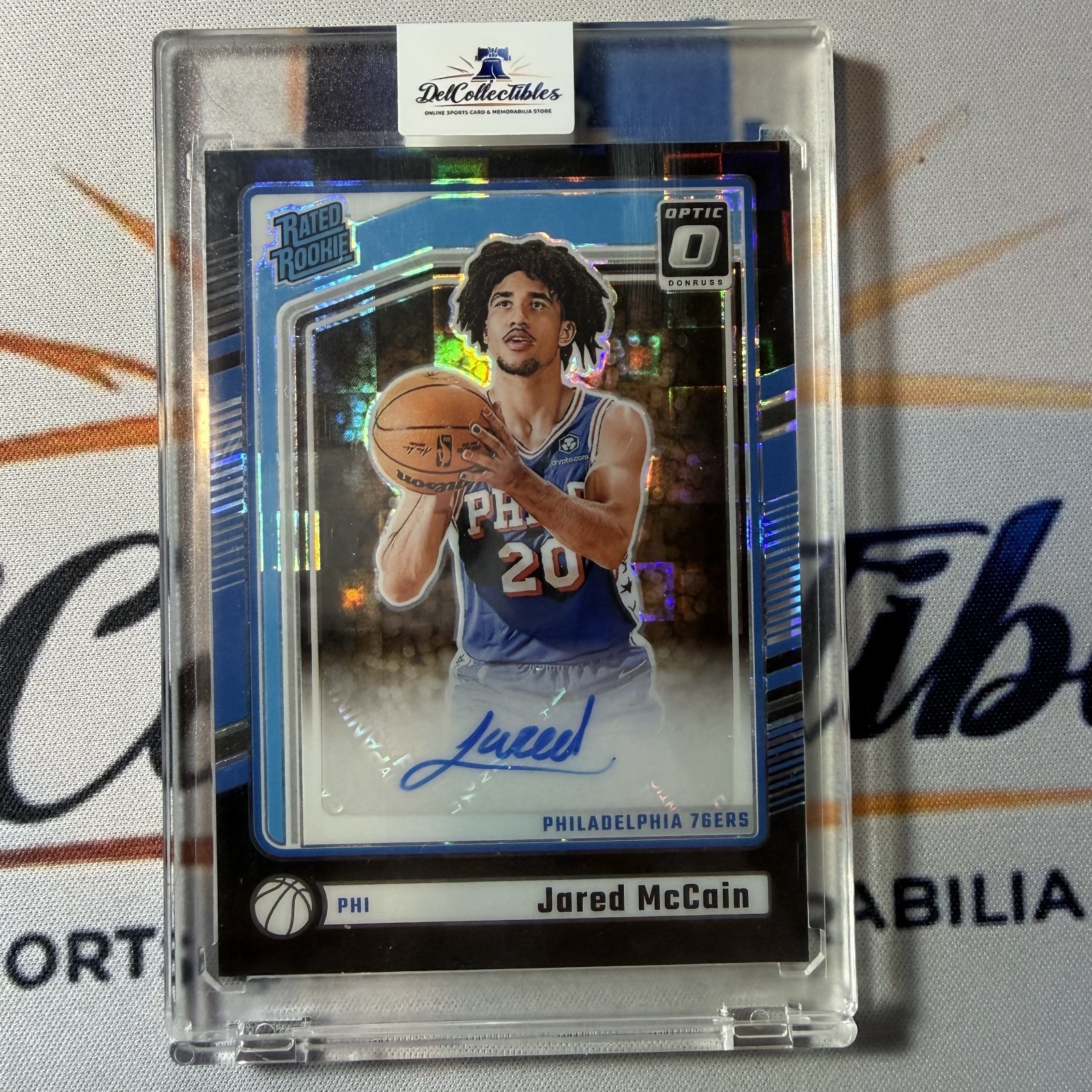 Jared McCain 2024-25 Donruss Optic #313 Black Pandora Rookie Auto /25 RC 76ers