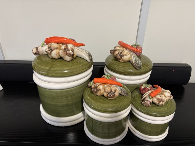 Arnart 5th Ave Garden Harvest Hand Painted Vintage Ceramic Canister Set-4Pc