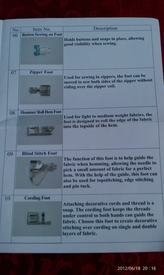 Low Shank Sewing Foot Feet 15 piece Set Singer,Brother,Kenmore, Janome, Pfaff - Image 4 of 4