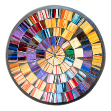 Purple Gold Round Mosaic Bowl Trinket Dish Terracotta Handmade Glass