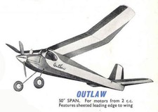KeilKraft Model Airplane Plans (FF): Vintage Outlaw 50" Span 2cc Motor (1948)