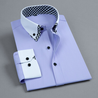 New Mens Dress Shirts Formal Solid Luxury Business Designer Long Sleeves  Shirts | eBay