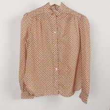 Vintage 70s Evan Picone Button Shirt Size Medium AOP Geometric Print Made in USA