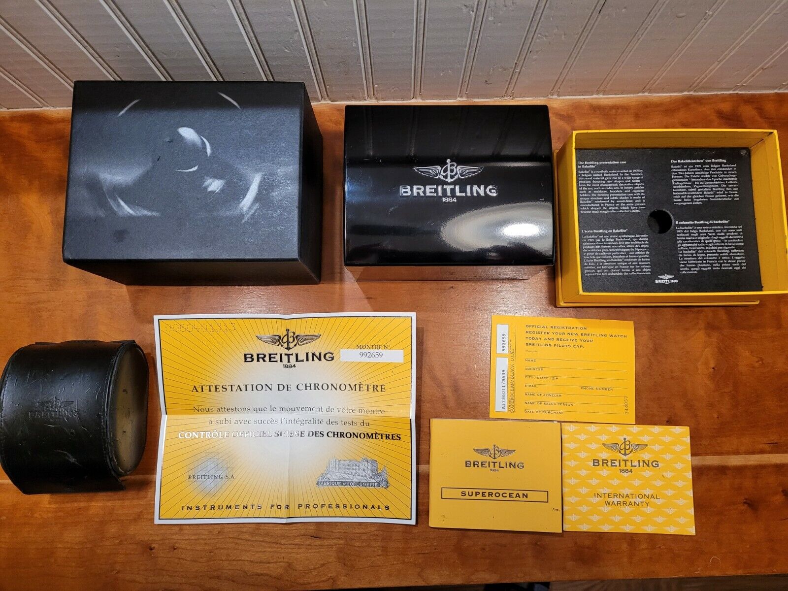 Breitling Superocean Watch Box Case Black Storage Travel box Books Papers NICE!