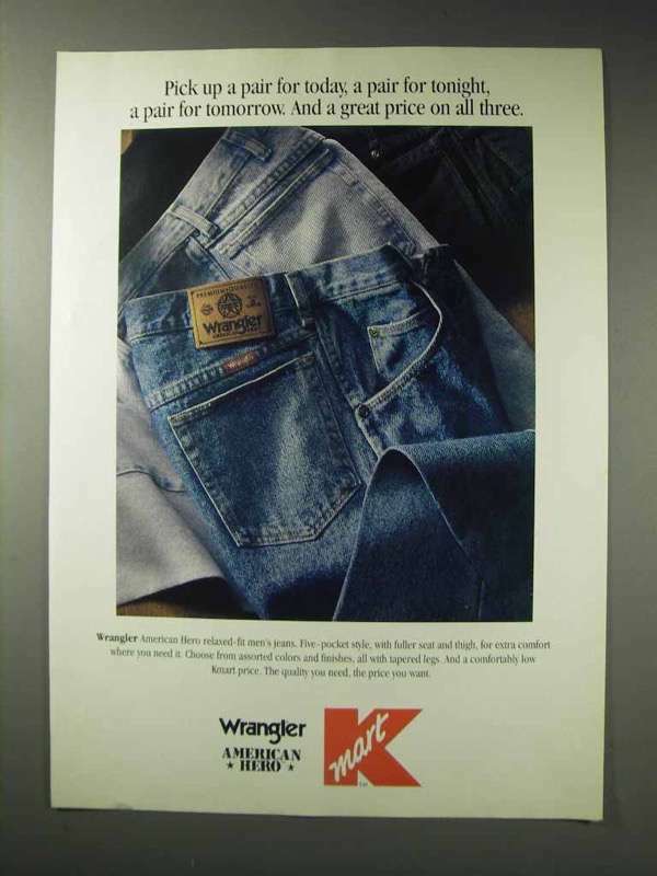 1992 Kmart Wrangler American Hero Relaxed-fit Jeans Ad UK