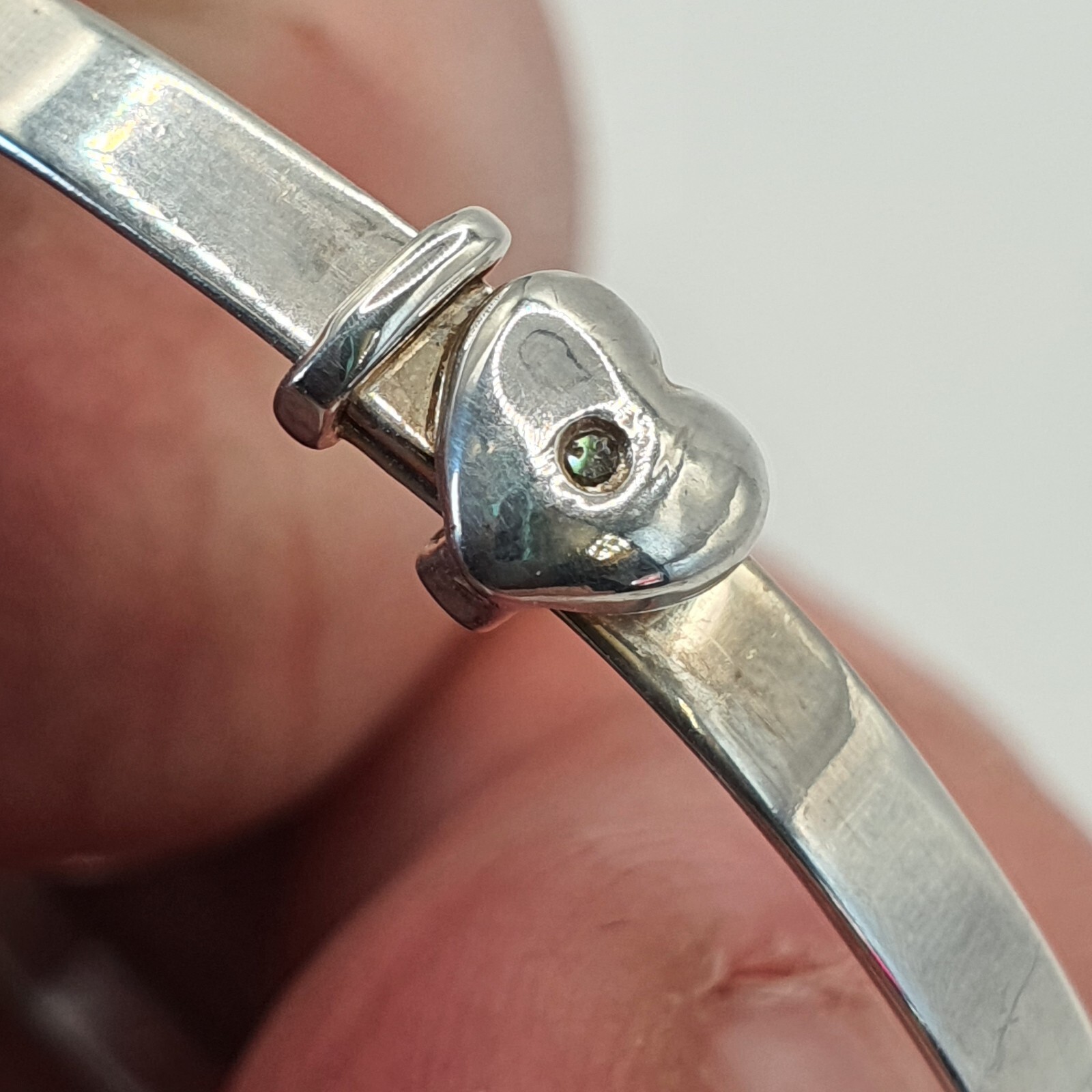 Photo 2 of Sterling Silver Diamond Heart Expanding Baby Bracelet, 1 x bracelet only (B73)